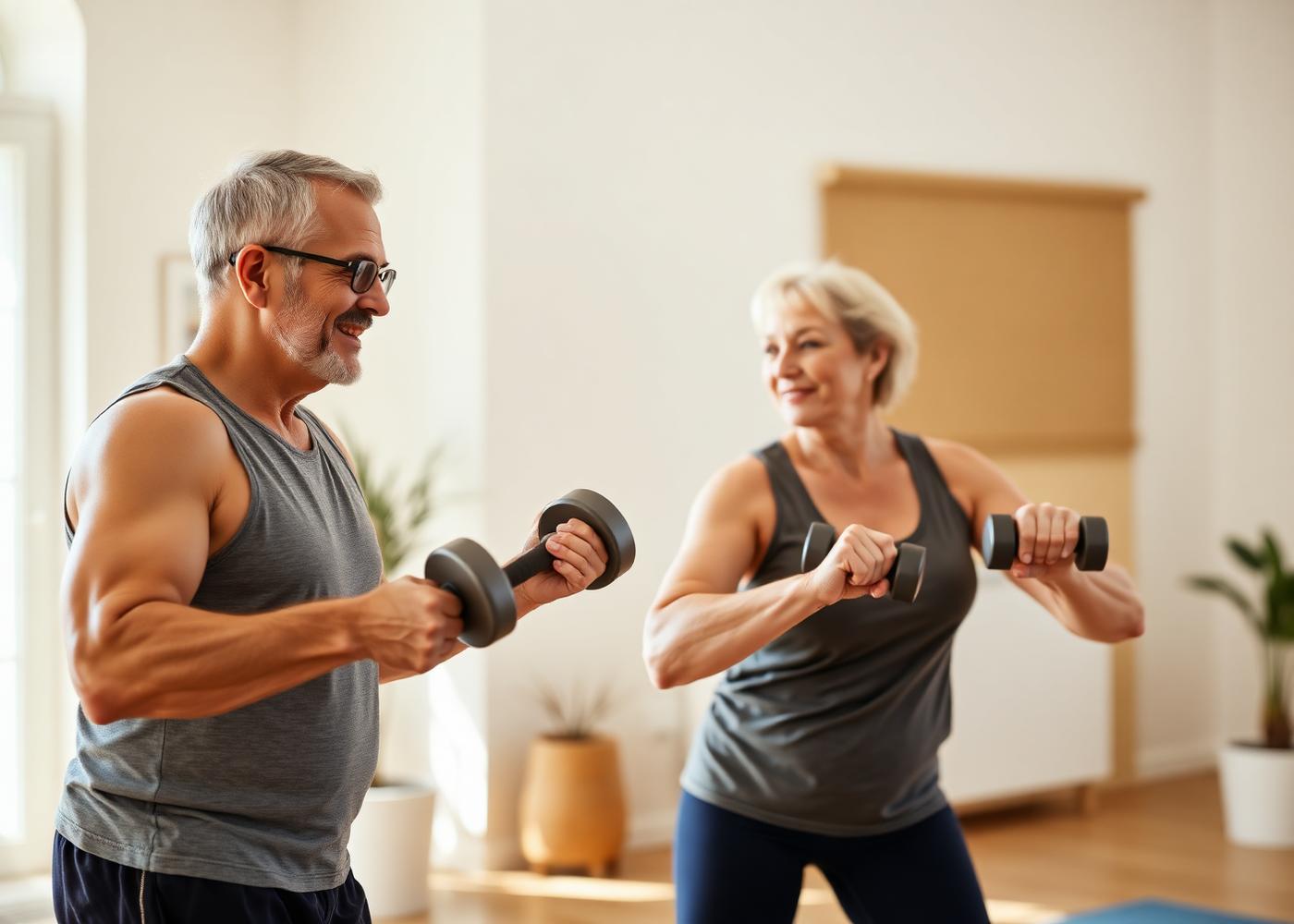 Active adults strength training at home